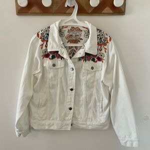 Johnny Was Nema white denim jacket, size large